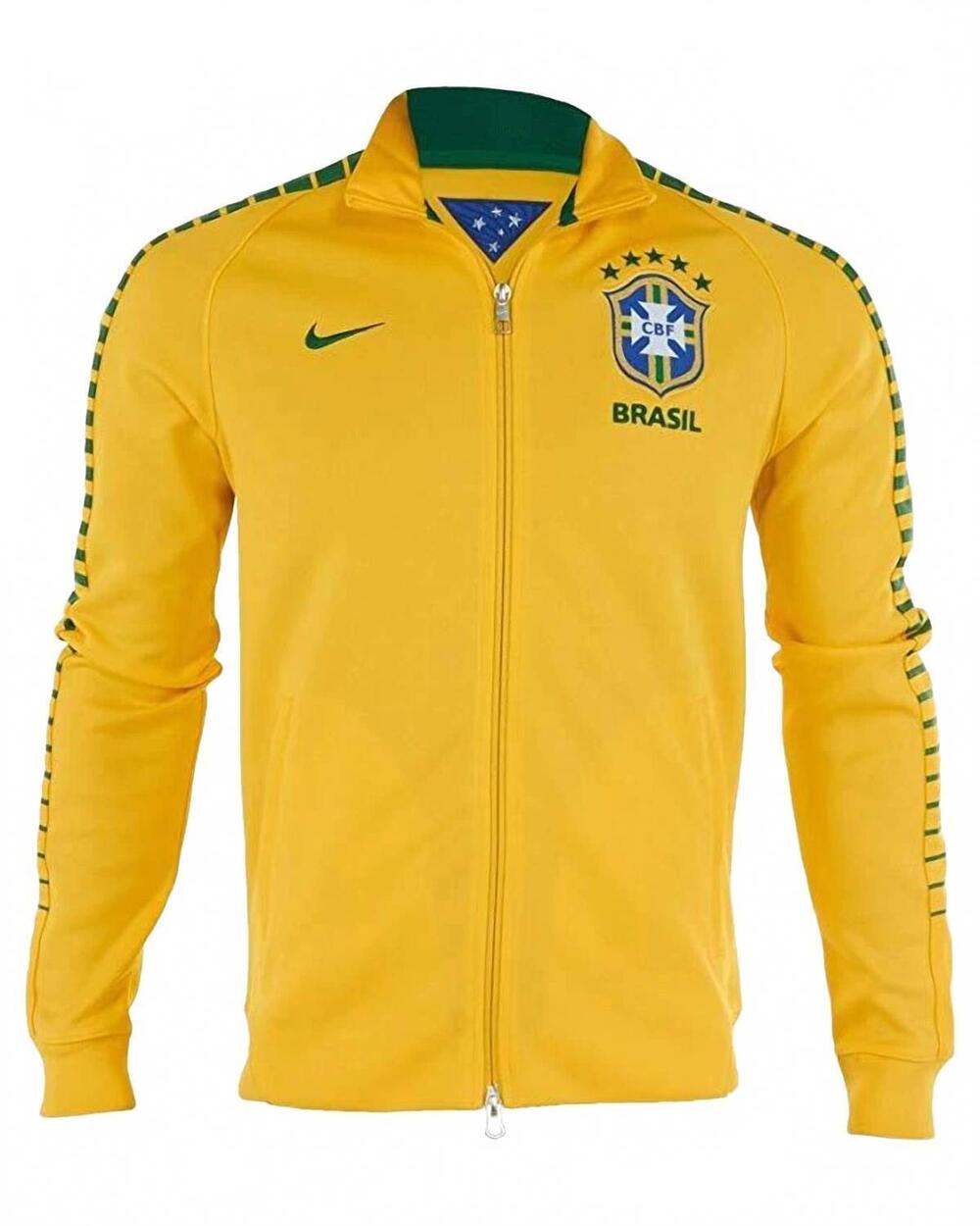 NEW NIKE men's brazil authentic jacket in yellow blue green white